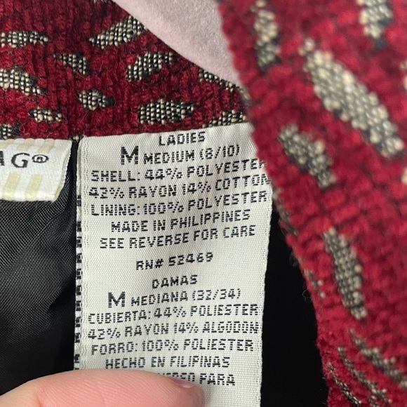 White Stag Vintage Animal Print Burnout Brocade Tapestry Button Up Blazer Jacket - Picture 3 of 12